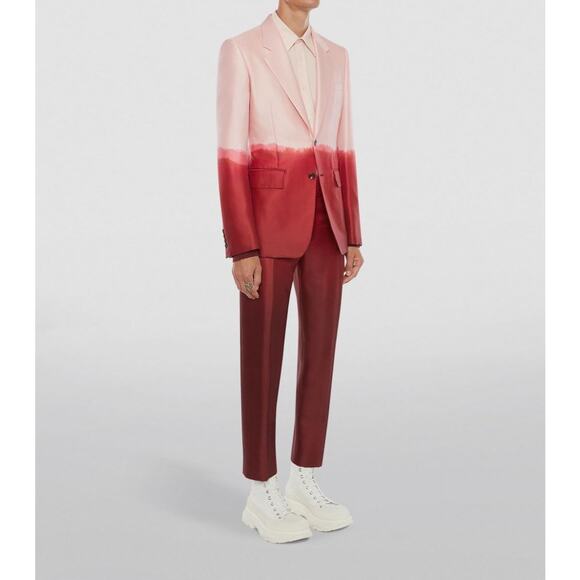 Alexander McQueen Pink Dip Dye 2-Button Silk Wool Blend Blazer Jacket 50